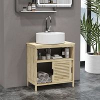 mueble bajo lavabo de bambu mdf homcom 60x30x60 cm natural