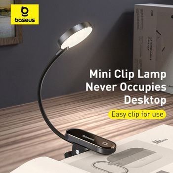 Baseus-Lámpara de escritorio portátil, Mini Clip LED, lámpara de mesa recargable por USB, atenuación continua para ordenador portátil, lectura, mesita de noche, luz nocturna suave