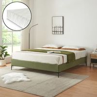 cama doble lilla con colchon 160x200 cm pana - verde encasa
