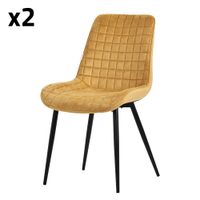 2x sillas de comedor color mostaza tapizado de terciopelo con respaldo