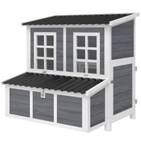 pawhut gallinero para exterior de madera 100x86x100cm 2-4 gallinas nido bandeja extraible techo impermeable perchas gris claro