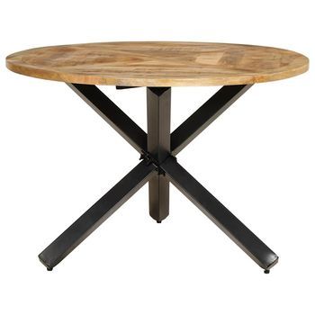 Mesa De Comedor - Mesa De Cocina Madera Maciza De Mango Sin Tratar Ø110x75 Cm
