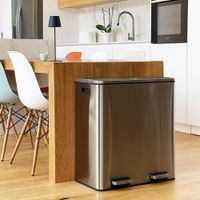 cubo de basura de cocina de reciclaje plata  60l