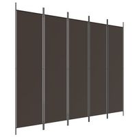 biombo separador de ambientes 5 paneles 250 x 200 cm tela marron y hierro dec030981