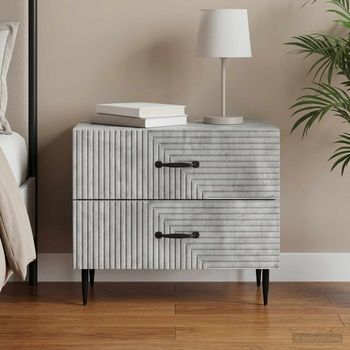 Mesita De Noche - Mueble Para Dormitorio - Madera De Ingeniería - Gris Hormigón (62x34.5x47.5cm)