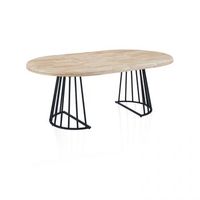 mesa de comedor redonda extensible 120-200x120 cm meztil negro - roble 120 x 76 x 120 cm