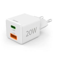 cargador hama 20w usb-c  usb-a 2 puertos power delivery quick charge blanco