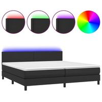 cama box spring colchon y led cuero sintetico negro 200x200 cm vidaxl