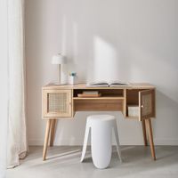 escritorio con efecto madera con 2 puertas natural