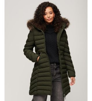 Superdry para mujer. W5011789A Chaqueta Fuji verde (XS), Casual, Poliéster