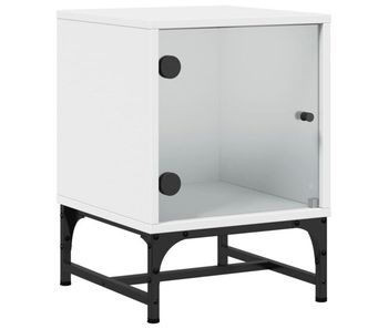 Vidaxl mesita de noche con puerta de vidrio blanco 35x37x50 cm