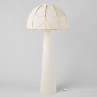 lampara de pie de seta de madera y poliester crema 165 cm