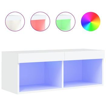 Mueble Para Tv Con Luces Led Blanco 80x30x30 Cm Vidaxl