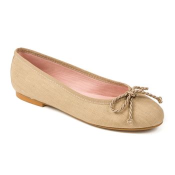 Bailarina beige de lino con cordón grueso - Mod: Lino