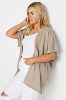 yours chaleco abierto de punto beige mujer curvy y tallas grandes yours
