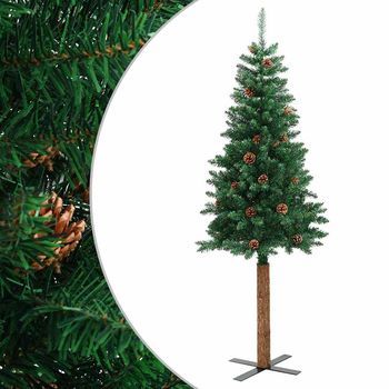 Árbol De Navidad | Decoraciones De Navidad Delgado Madera Auténtica Y Piñas Pvc 150 Cm Cfw655100