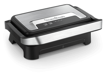 Grill - Moulinex Inicio Compact GI270D, 2 en 1, & sandwichera, raciones, Antiadherente, 1000 W, Bandeja de goteo extraíble, Acero Inoxidable
