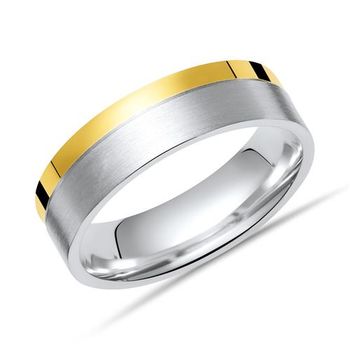 Anillo de plata 925 con borde de oro pulido