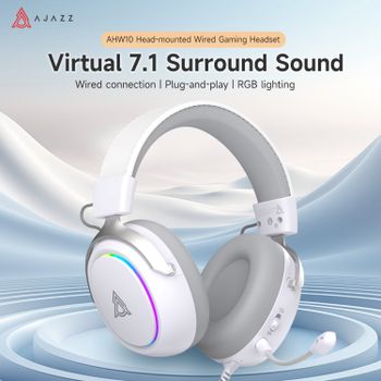 Auriculares para Juegos con Cable Ajazz AHW10, Conexión por Cable, Plug and Play, RGB, Auriculares de Cabeza para Computadora