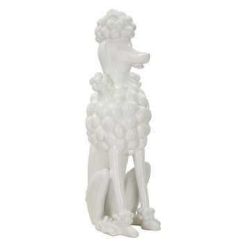 Perro Caniche Resina Blanco 20x26x61 Cm