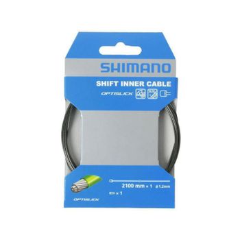 SHIMANO | Cable De Cambio Optislick - Cable de Cambio Shimano Carretera.  1,2 mm x 2100mm (acero inoxidable). Rendimiento Advanced Los cables OPTISLICK cuentan con una capa de revestimiento eléctrico