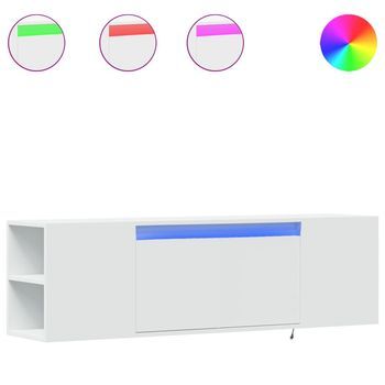 Mueble De Tv De Pared Con Luces Led Blanco 135x31x39,5 Cm Vidaxl