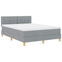 cama box spring con colchon gris claro 160 x 200 cm tela