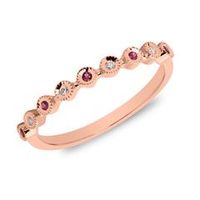 14 quilates anillo de oro rosa con rubies y diamantes