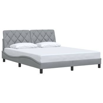 Cama Matrimonial | Cama Para Adultos | Cama Sin Colchón Tela Gris Claro 160x200 Cm