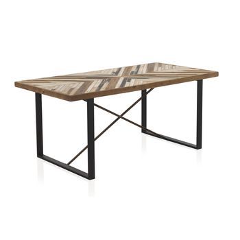Mesa De Comedor De Madera Con Patas De Metal 180x90 Cm