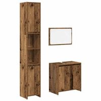 juego de muebles de bano 3 uds  armario de bano madera ingenieria envejecida