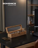 caja para relojes con 6 compartimentos de madera de color marron