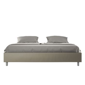 Cama Con Almacenaje Acolchada Sin Cabecero 180x210 Cuero Sintético Capuchino Azelia