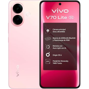 Teléfono - vivo V70 Lite 5G Smartphone Versión español 6GB+256GB Dimensity 7400-Turbo Cámara 50MP 6500mAh IP65
