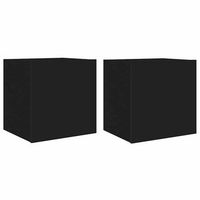2 uds muebles tv de pared  mueble de salon  armario tv con luces led negro 405x35x40 cm