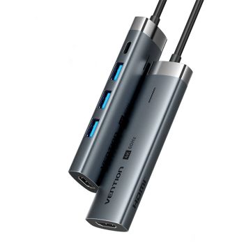 Vention 5 en 1 estación de acoplamiento USB-C 4K@60Hz HD HUB con USB3.0 PD 100W multihub USB
