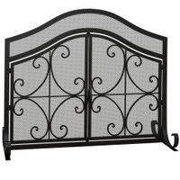 homcom protector de chimenea panel unico de malla de acero 105 x 40 x 805 cm negro