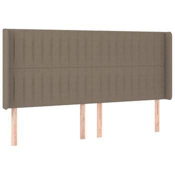 Cabecero Cama Mueble De Dormitorio Con Led De Tela 203 X 16 X 118/128 Cm Gris Topo M02_0000940