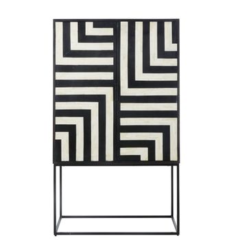 Armario de 2 puertas de marquetería, hueso negro y crudo 79cm
