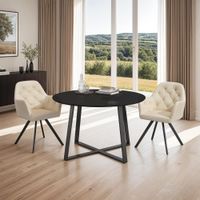 2 sillas de comedor 360 con reposabrazos y de terciopelo crema