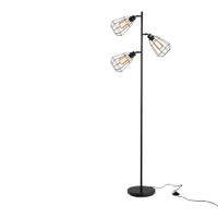 homcom lampara de pie diseno industrial 3 bombillas max 40 w pantalla jaula metal negro   aosom espana