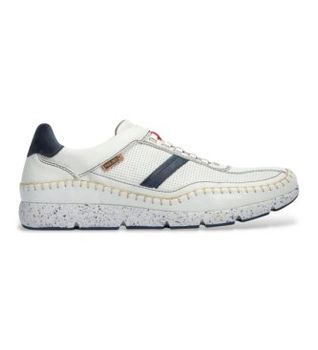Pikolinos para mujer. M4U-6046C1 Zapatillas de Piel Fuencarral blanco (45), Plano, Cordones, Casual