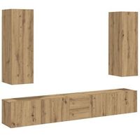 muebles tv de pared 5 uds  mueble de salon  mesa de tv madera ingenieria roble artesanal
