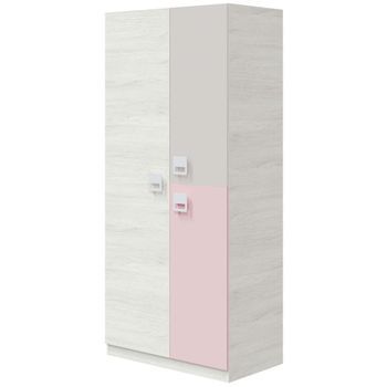Armario Infantil Juvenil Pastel Pink - Color - Multicolor Rosa Pastel 90x200x52 Cm