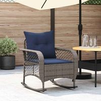 silla mecedora  mecedora de jardin con cojines ratan sintetico gris cfw2404656