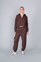 pantalones cargo con punos y cintura elastica brown
