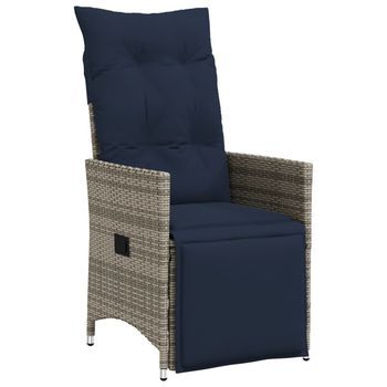 Silla De Jardín Reclinable Con Cojines De Ratán Sintético Gris Cfw811124