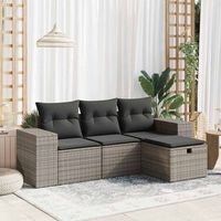 set de sofas de jardin 4 uds  juego de muebles de jardin y cojines ratan sintetico gris cfw13384