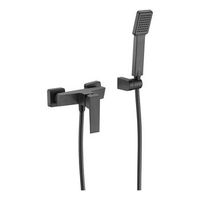set de ducha negro gun metal con cuerpo de laton tubo metalico y cartucho ceramico