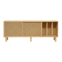 aparador de madera maciza natural con celosia 170 cm barnizado